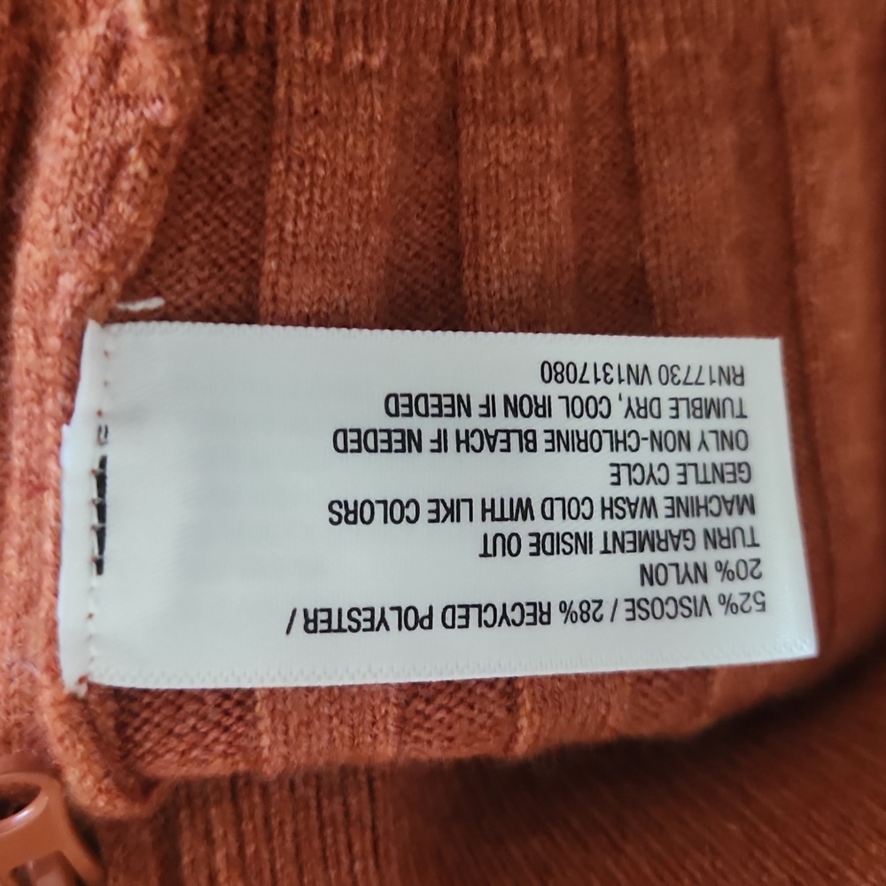 Wild Fable Rust Ribbed Zip-Up Sweater - Picture 6 of 6